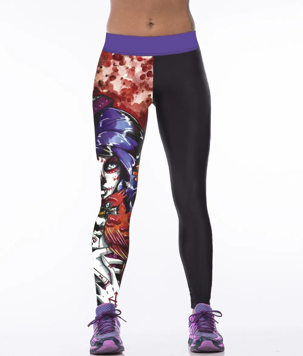 Halloween Tiger Eagle Animal Skeleton Print Women Yoga Pants Leggings Fitness Tight Push Up Workout Gym Clothing Run Sportswear
