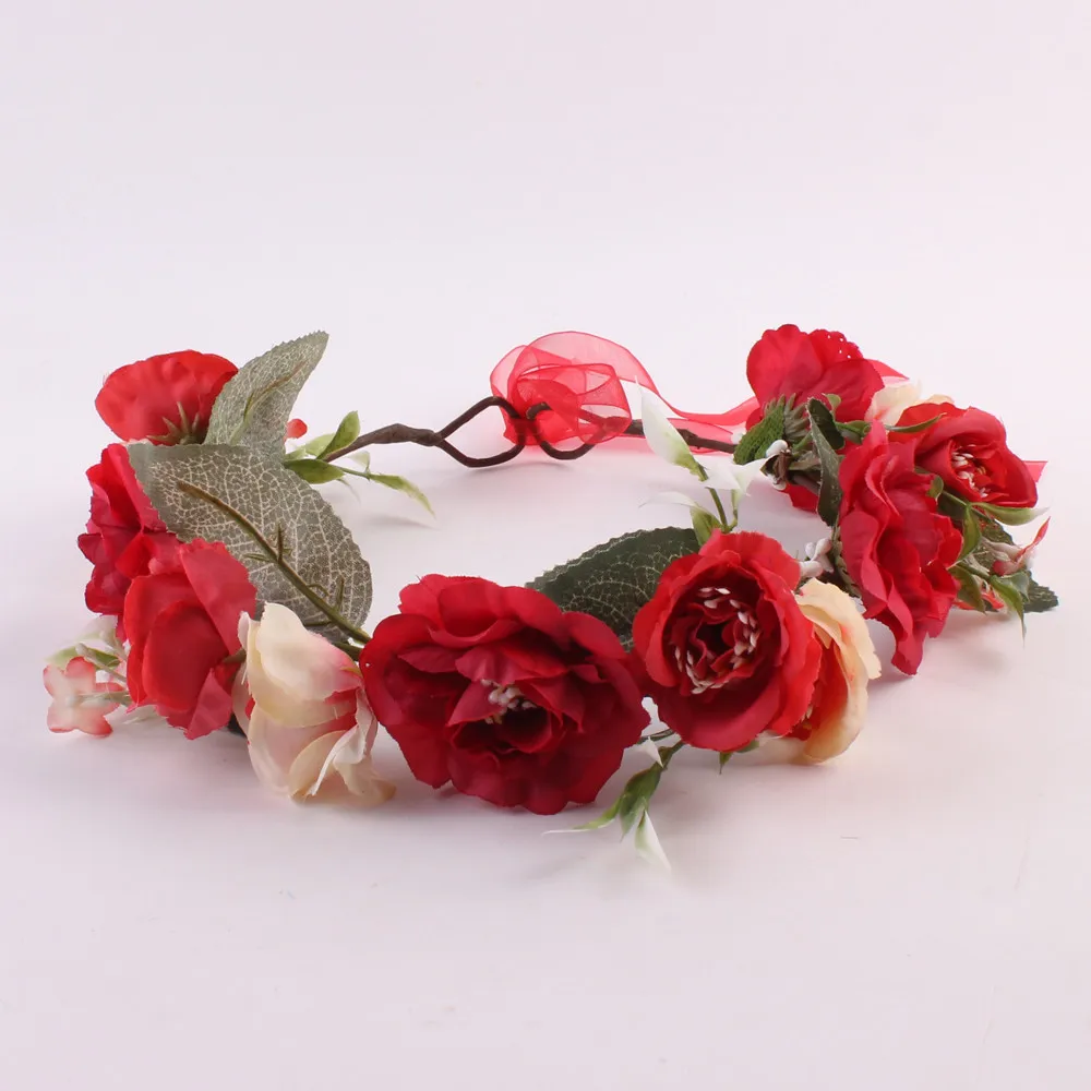 Baby Headband Fashion Baby Kids Handmade Rose Flower Headband Hairband Wreath Flower Girls Turban Hair Accessories