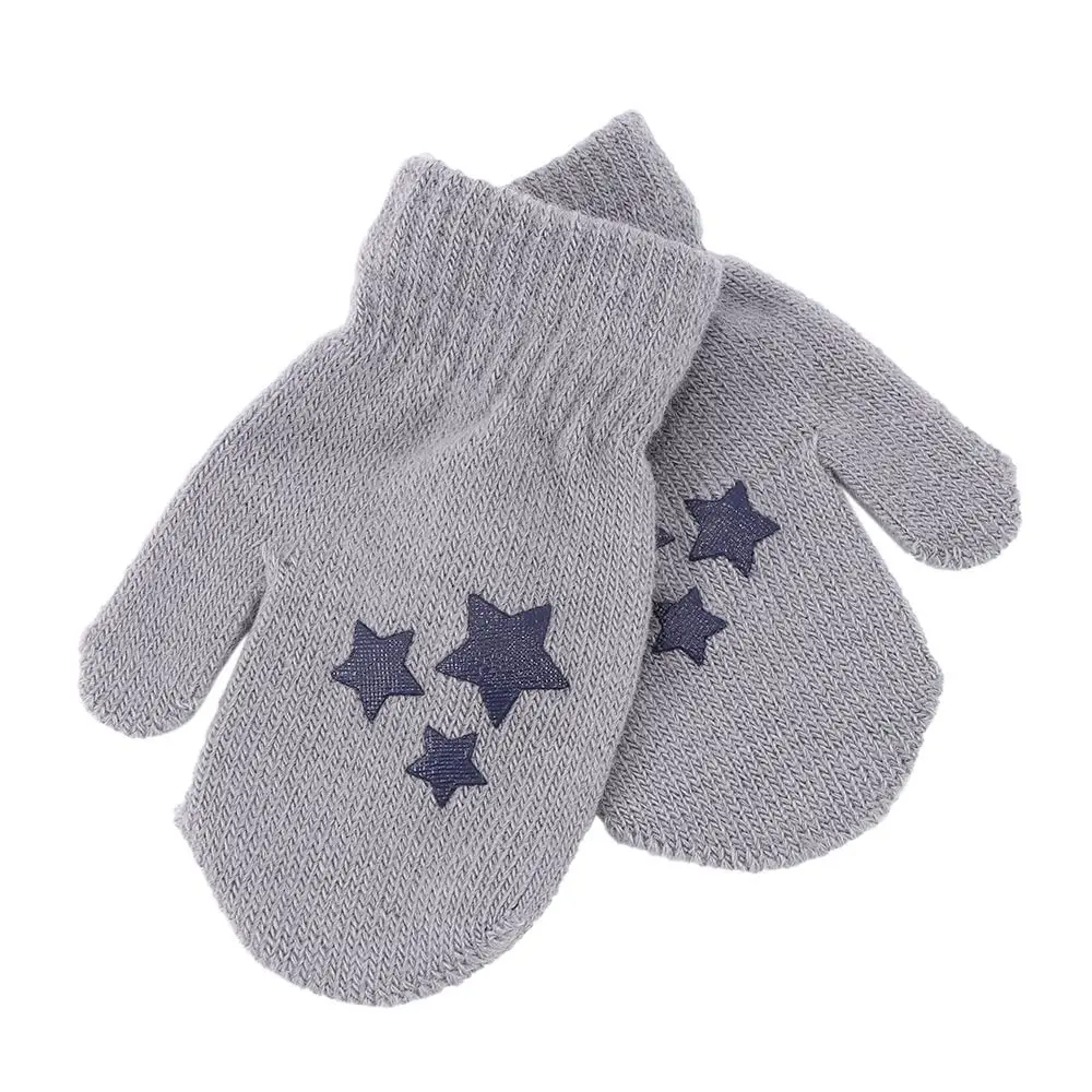 Милые детские варежки, детские зимние вязаные перчатки для мальчиков и девочек, мягкие теплые варежки в горошек со звездами и сердечками - Цвет: 5