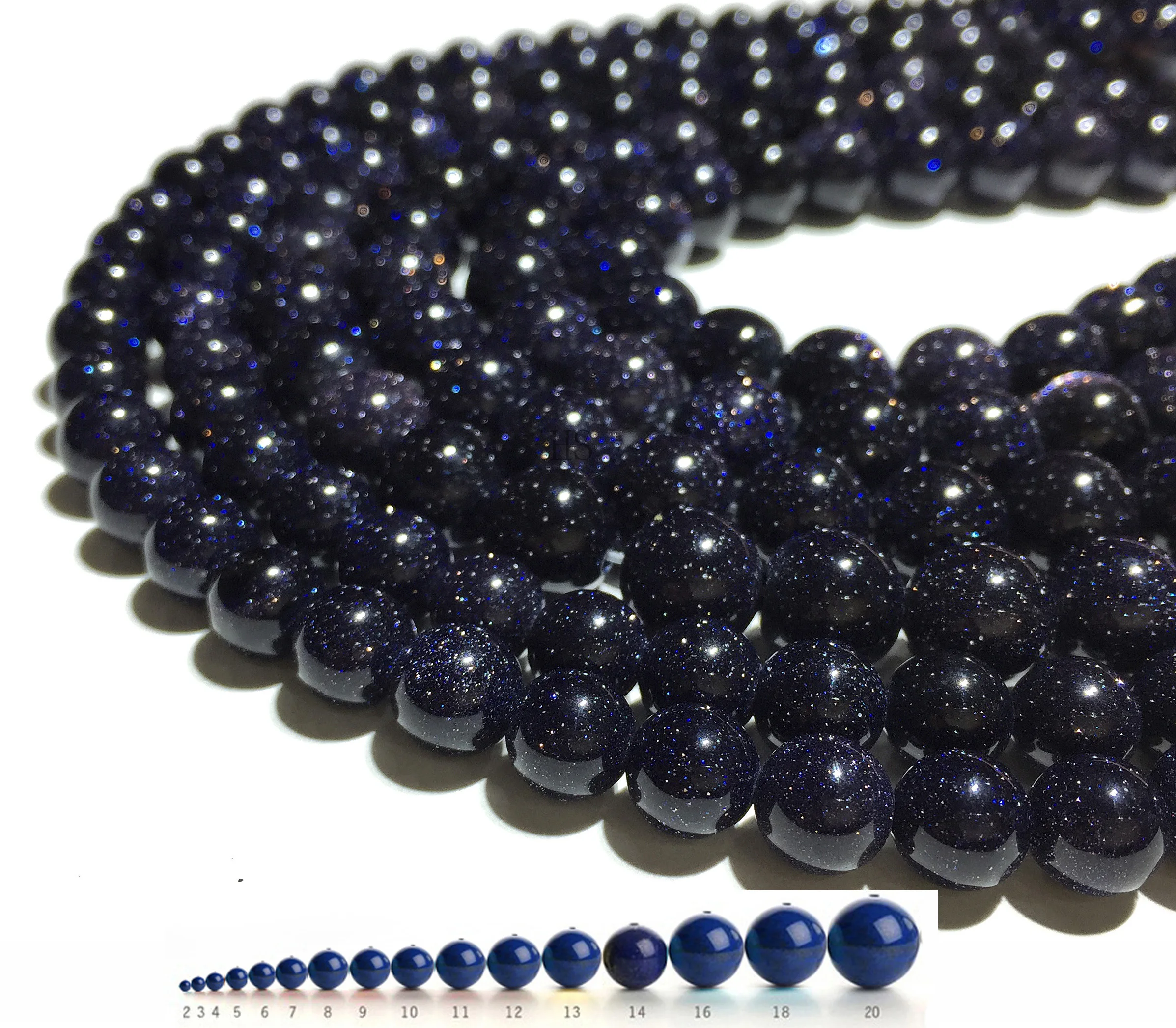 Neuf 4 6 8 10 12 mm naturel bleu sable Spot Round Gemstone Loose Spacer Beads Stone 