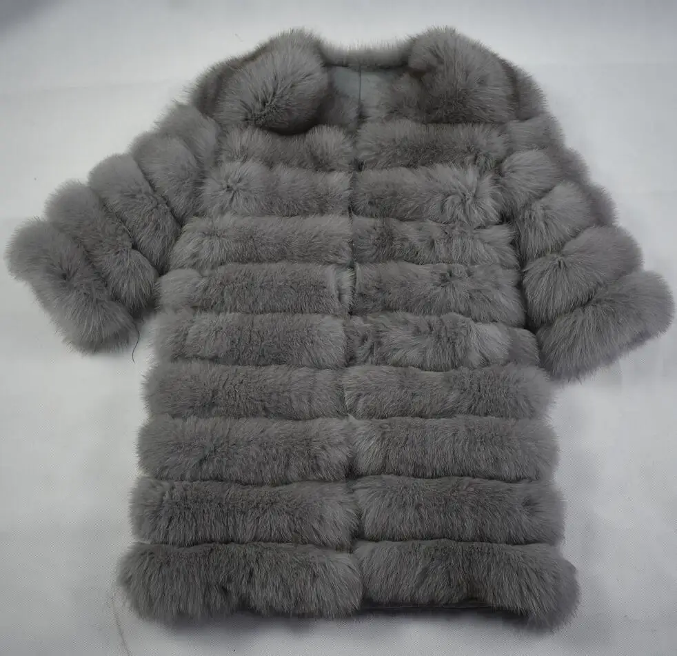 light grey Новинка 2018Women's, пальто из натурального Лисьего меха, съемная меховая куртка, многофункциональная одежда, три в одном, теплая модная повседневная одежда, европейский стиль - Цвет: light grey
