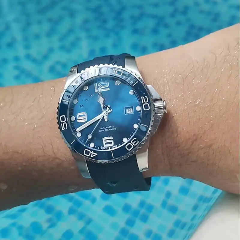 longines hydroconquest rubber strap 