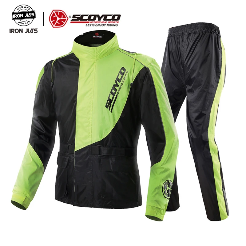 

SCOYCO Waterproof Riancoat Suit Reflective Motorcycle Clothing Protective Jacket Waterproof Moto Jacket Motorcycle Pants