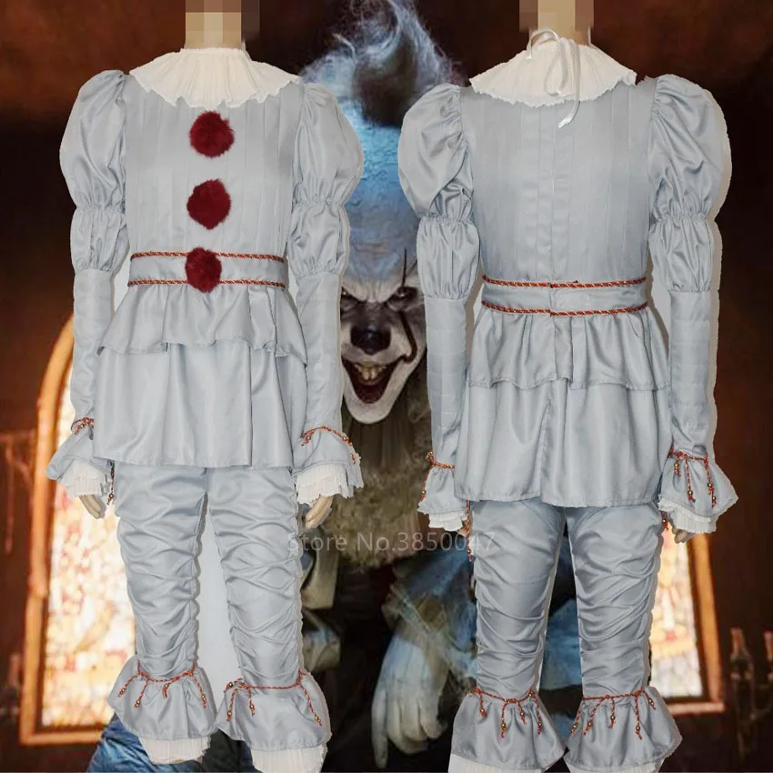 Halloween Stephen King's It Chapter Two Cosplay Costume Women Men Kids Carnival Party Joker Pennywise Clown Horror Scary Outfit