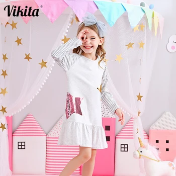 

Girls Dress Long Sleeve Kids Reversible Sequined Princess Dress Christmas Costume for Kids Clothing Children Sequins Dresses