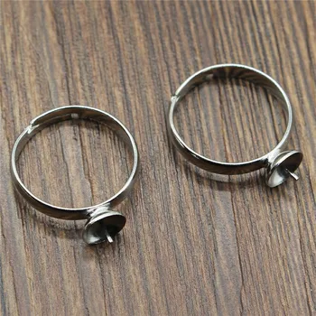 

12pcs Pearl Beads Copper Material Adjustable Ring Setting Base Blank DIY Jewelry Craft Findings High Quality