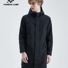 Pioneer Camp Осенняя мужская черная верхняя одежда ветровка простые мужские Длинные куртки с капюшоном Повседневная Уличная куртка мужская AFY901586
