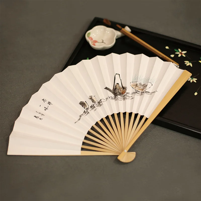 

Sensu Bamboo Hand White Paper Fan Man Folding Fan Calligraphy In National Customs Silk Fan You Gift Folding Fan