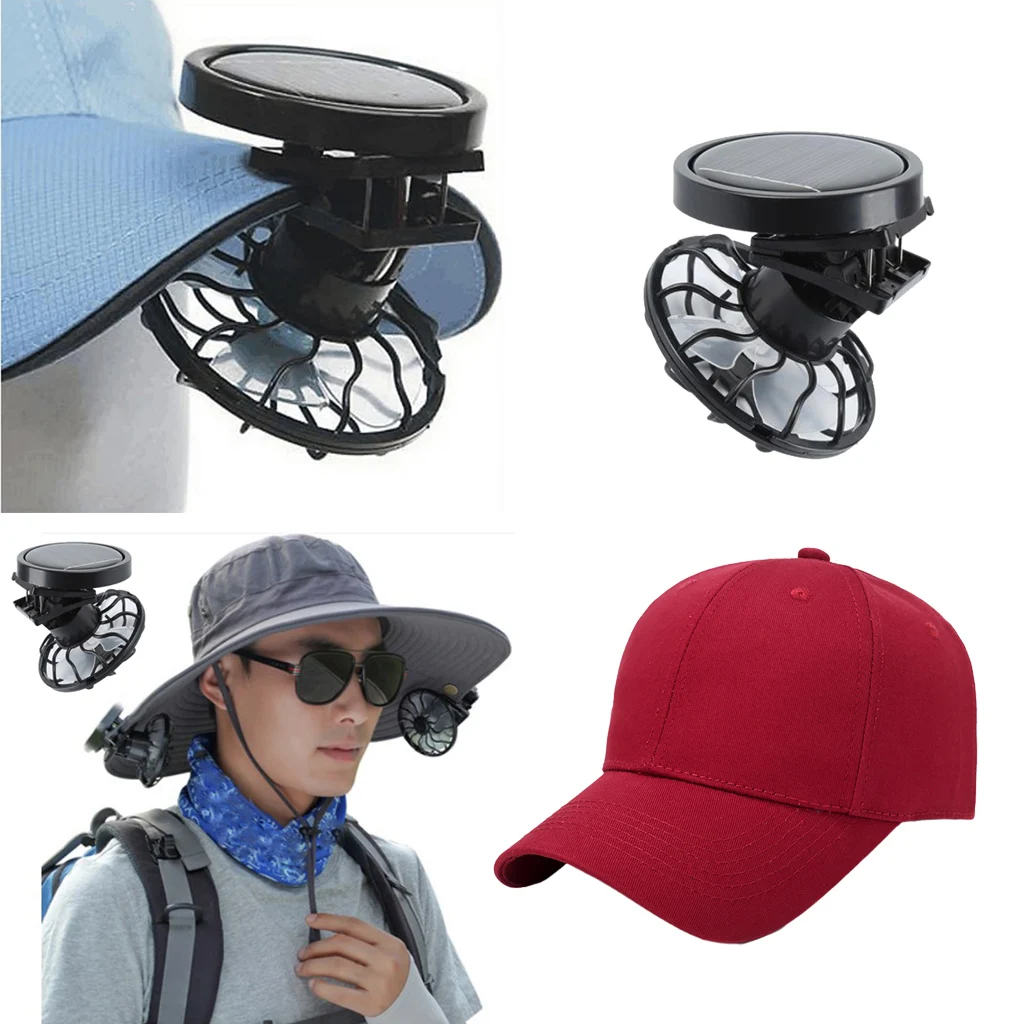 Clip-on Hat Mini Solar Powered Fan with Cap for Camping Fishing Portable B Clip-on Hat Mini Solar Powered Fan with Cap for Camping Fishing Portable B