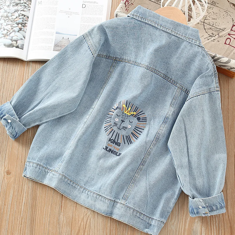 

Korean-style 2020 Spring And Autumn New Style Girls Fold-down Collar Jacket Coat Female Baby CHILDREN'S Cartoon Lion Jacket Fash