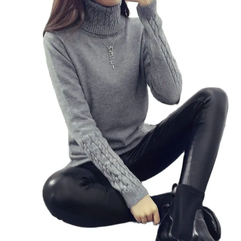 Buena Compra Suéteres y jerseys de cuello alto para mujer, Jersey grueso y ajustado con diseño retorcido, otoño e invierno, 2021 6M5O3aJO