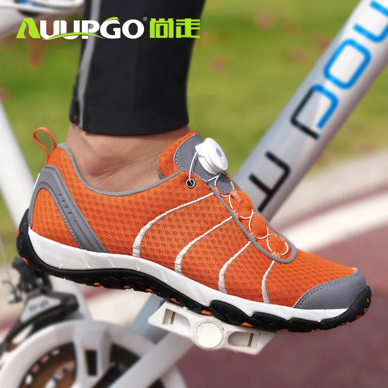 Original AUUPGO New Non-locking Cycling Shoes Road Bike Mtb Shoes Women Outdoors Leisure Cycling Ultralight Breathable