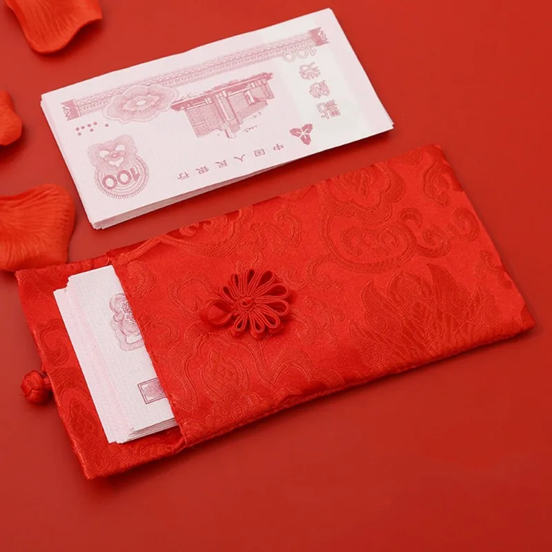 Сумка для счастливых денег в китайском стиле, красный конверт, тканевый, с новогодним рисунком, Подарочная сумка для помолвки, Высококачественная парчовая Свадебная сумка с кисточками