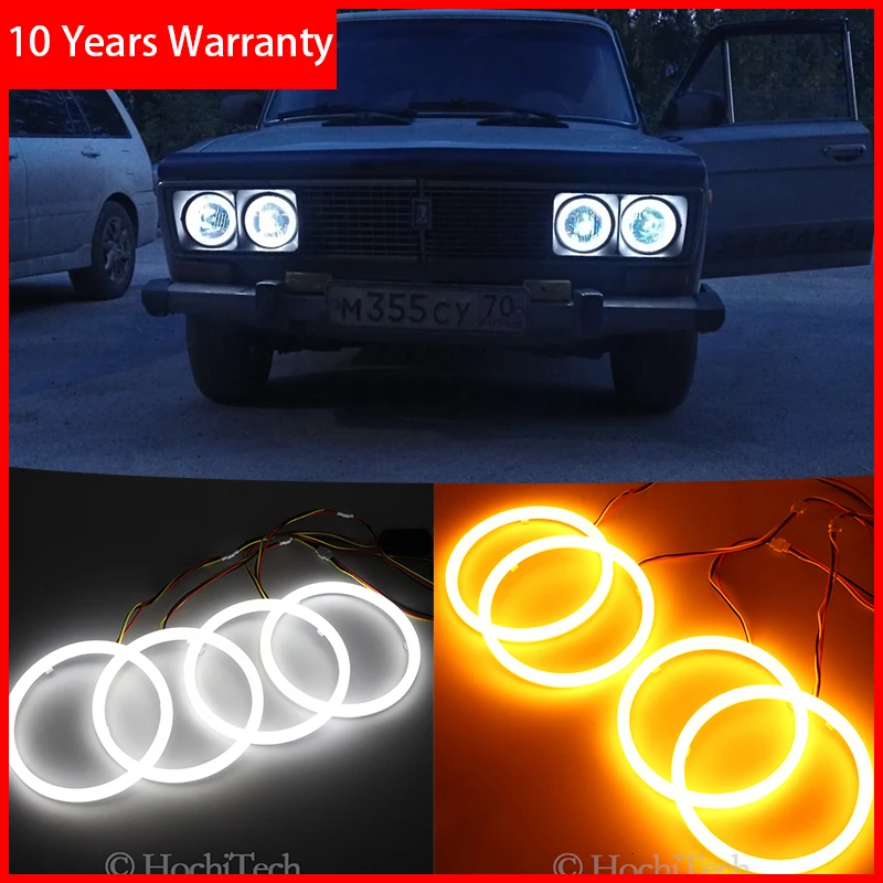 for Lada Vaz 2106 1976 1997 1998 1999 2000 2001 Cotton Switchback LED Dual Color Angel Eye White Amber turn signal light | Автомобили и