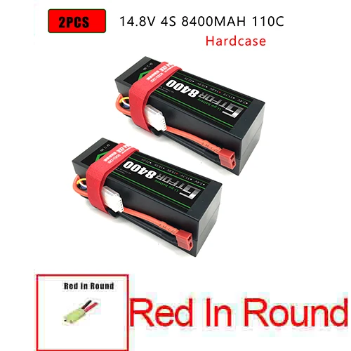 DXF Lipo батарея 4S 8000mah 8400mah 14,8 V 110C 220C Hardcase для 1/8 1/10 масштаб Электрический радиоуправляемый Багги Truggy гусеничный автомобиль - Цвет: 2PCS4S8400HARDRED