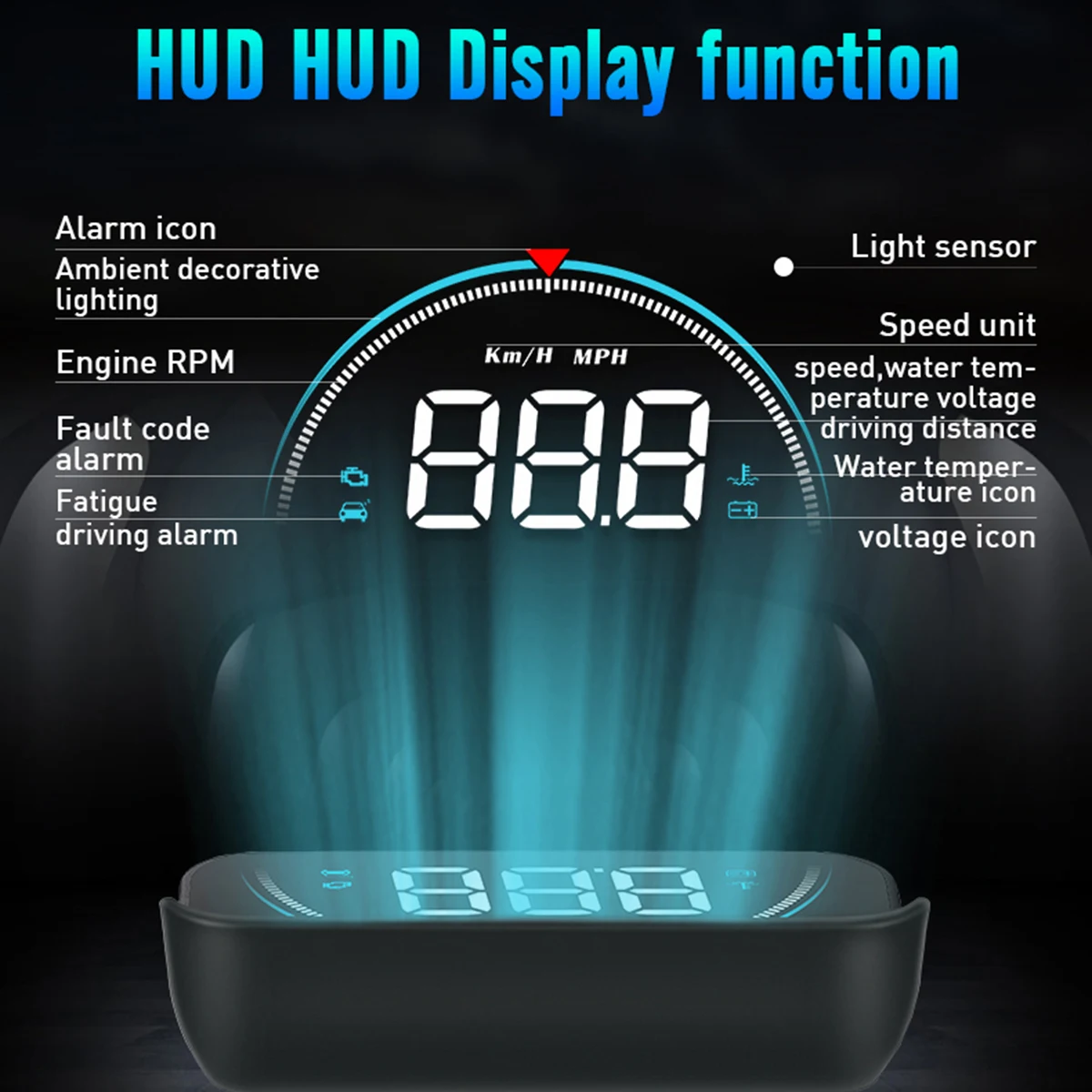 Автомобильный HUD Дисплей OBD2 OBDII превышение скорости Предупреждение Системы лобовое стекло проектор Авто Яркость регулировки