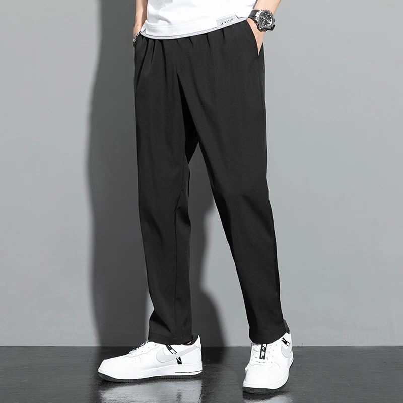 Summer Men's Black Track Pants Sportswear Breathable Nylon Spandex