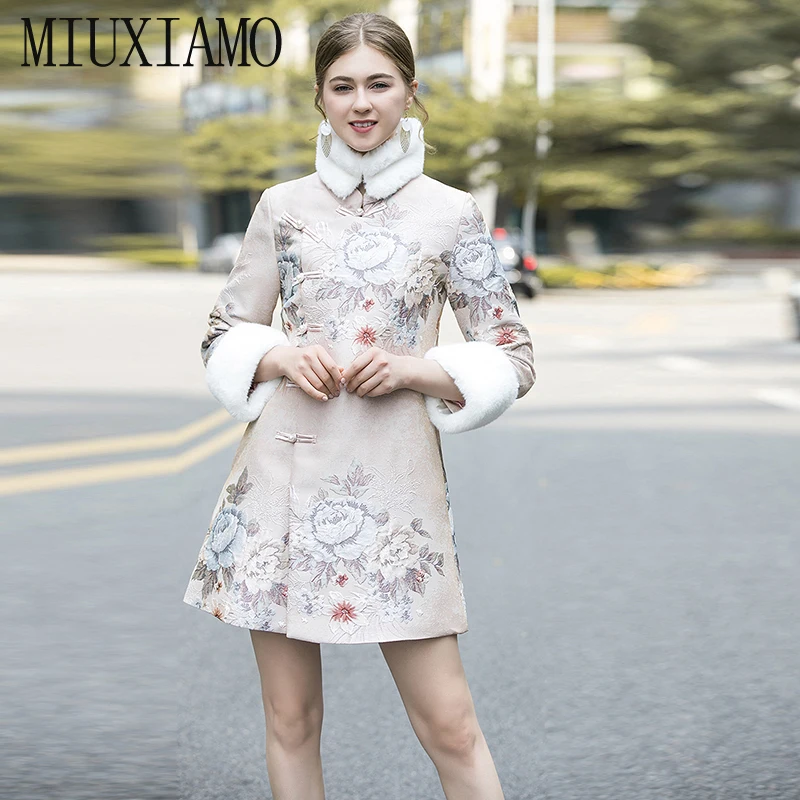 MIUXIMAO, высокое качество, осень и весна, теплое платье, роскошное, винтажное, рукав, цветок, элегантное, повседневное платье для женщин, Vestidos