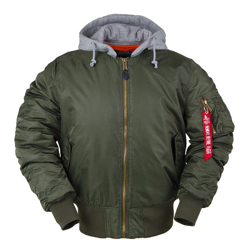 

Men's Bomber Flight Air Force Pilot Jacket Winter Waterproof Oversized Hooded Jackets Streetwear Hip Hop Tactical Military Coats
