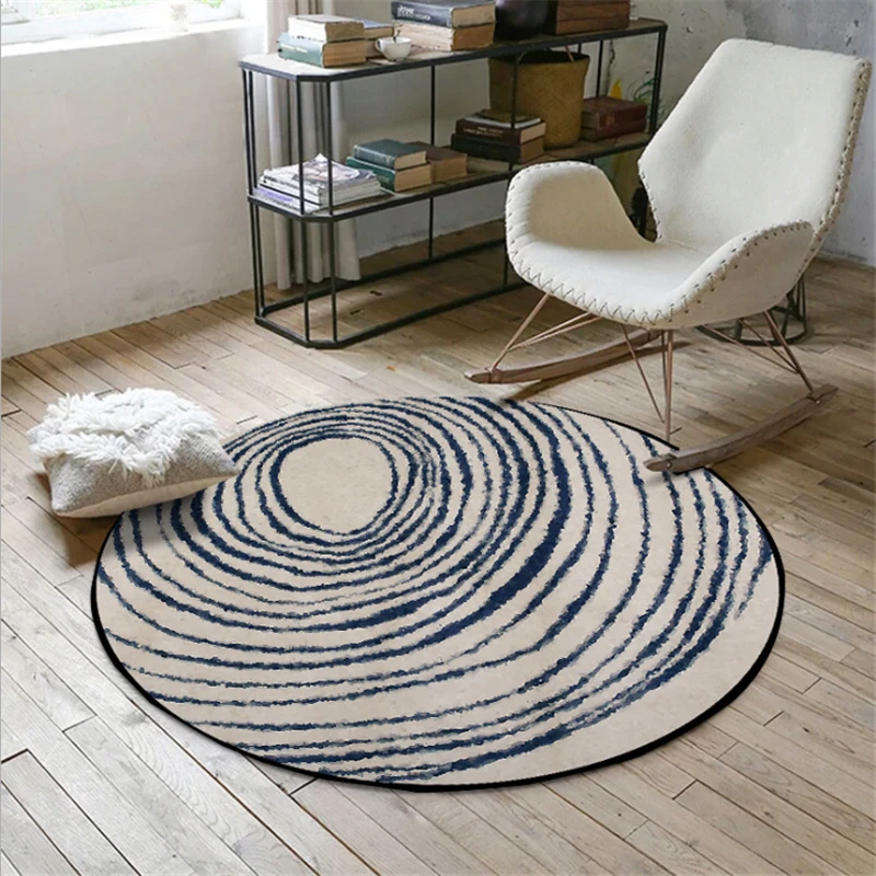 

New Gray Area Rug Home Decoration Irregular Curved Line Pattern Living Room Round Carpet Children's Room Computer Chair Carpet