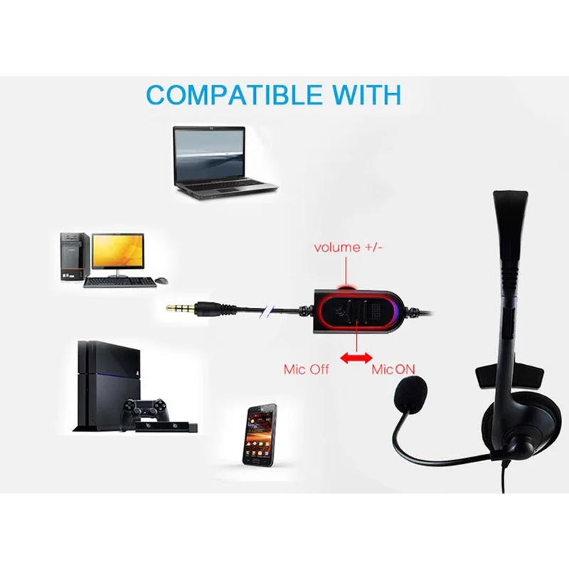 IG Over Ear Wired Earphone PC Headphone with Microphone Noise Cancelling and Volume Controls Suitable for PS4 Game Console