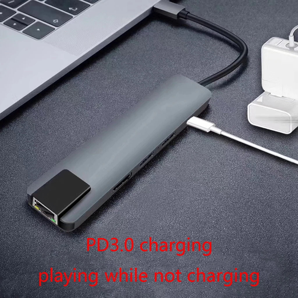 5 в 1 концентратор USB Type C HDMI 4K USB C концентратор для Gigabit Ethernet Rj45 Lan адаптер для MacBook Pro USB-C зарядное устройство конвертер