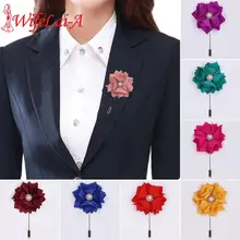 WIFELAI-A Свадебные бутоньерки и Бутоньерки для жениха, украшенные кристаллами и жемчугом, для выпускного бала, церемонии, с цветком, Мужская брошь для костюма на лацкане, XH2019