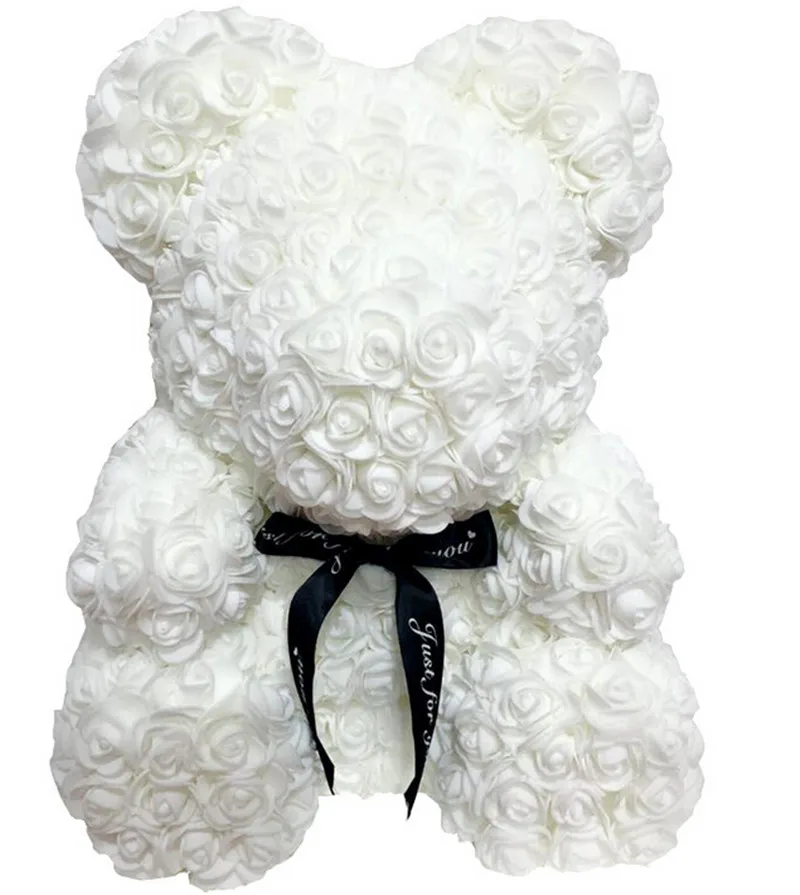 40 см/25 см розовый Мишка сердце цветок подарок на день рождения матери свадьба - Цвет: Белый