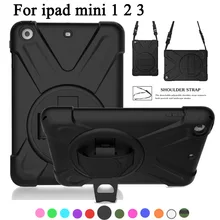 Чехол для iPad mini 12 3 mini 3, сверхмощное противоударное защитное устройство для детей жесткий чехол вращающаяся подставка/Браслет на руку+ плечевой ремень