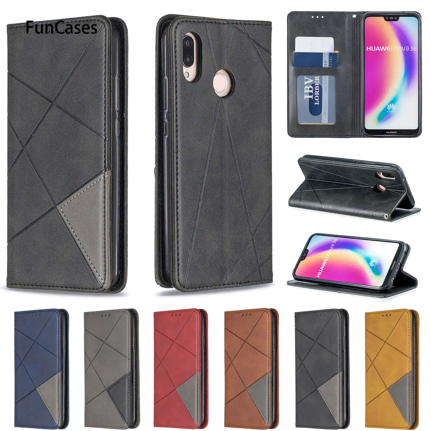 

Plastic Cases For estuche Huawei P20 Lite Book PU Leather Flip Phone Bag sFor Accessory Huawei Ascend estojo Nova 3e Cover