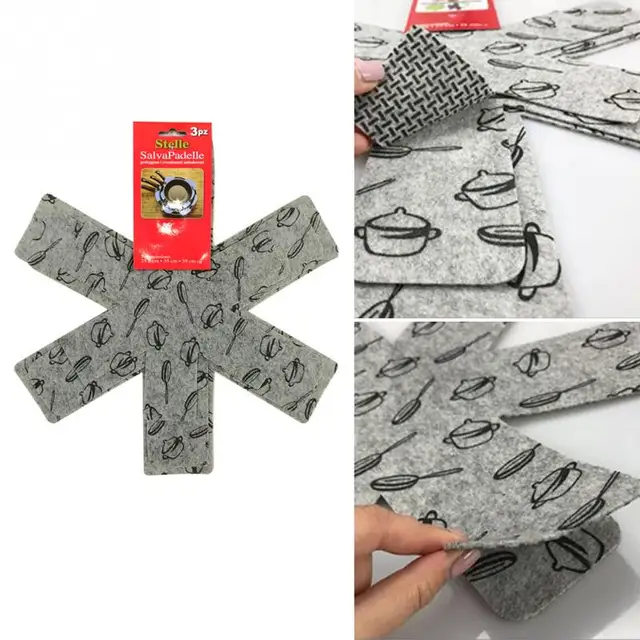 6Db Nem Tapadó Védőpad Serpenyő Alsó Hőszigetelése Könnyen Tisztítható Filc Pad Az Asztali Edényekhez És A Serpenyők Elválasztójának Placemat - Image 3