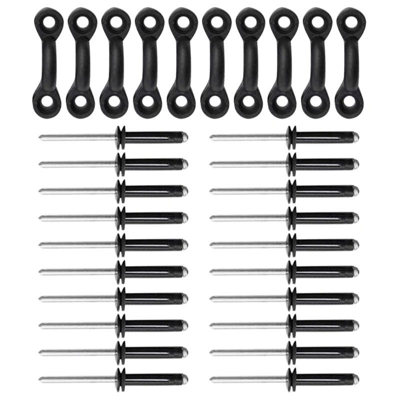 

10pcs Kayak Nylon Bungee Deck Loops Tie Down Kayak Pad Eye with Rivets Kayak Canoe Accessories