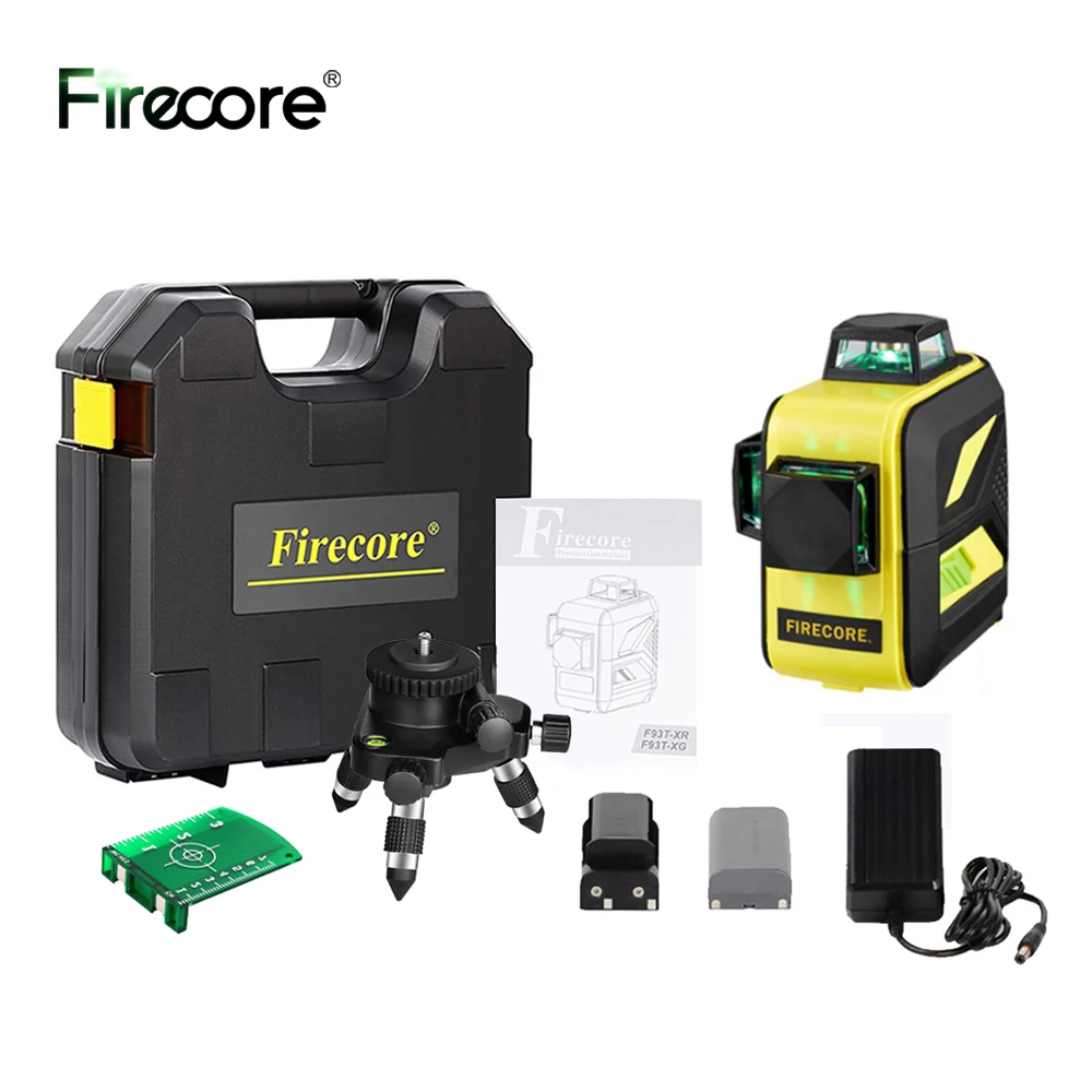 FIRECORE 12Lines 3D Green Laser Level Self-Leveling Лазерный Уровень Suitcase Laser + Fine-Tuning Base/2 in 1 bracket