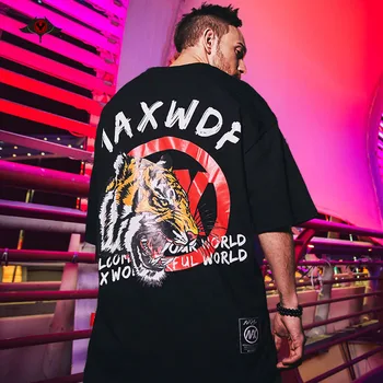 

Hip Hop Embroidered Tiger Head Short Sleeve T Shirt Men Streetwear Graphic Tees Male Plus Size