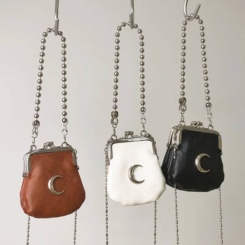 PU Leather Women moon Small Shoulder Bag Fashion Chain Female Shell Crossbody Bags Retro Design Ladies Mini Coin Purse Handbags pu crossbody bag crossbody bag women handbags