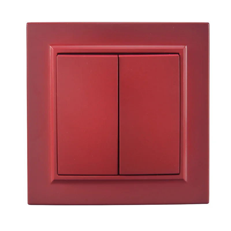 

Light switch two gang one way Colorful European standard DIY Decorative wall switch 10A 250V legrand Schneider EP-02 Rose Red