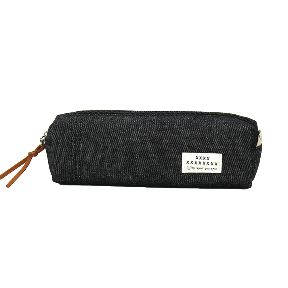 1 шт. пенал унисекс на молнии геометрический пенал для хранения сумка коробка для ручек школьные пеналы - Color: Black