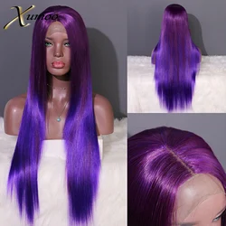 Ombre Purple Synthetic Lace Front Wig Heat Resistant Drag Queen Glueless Long Straight Cosplay Party Wigs For Women