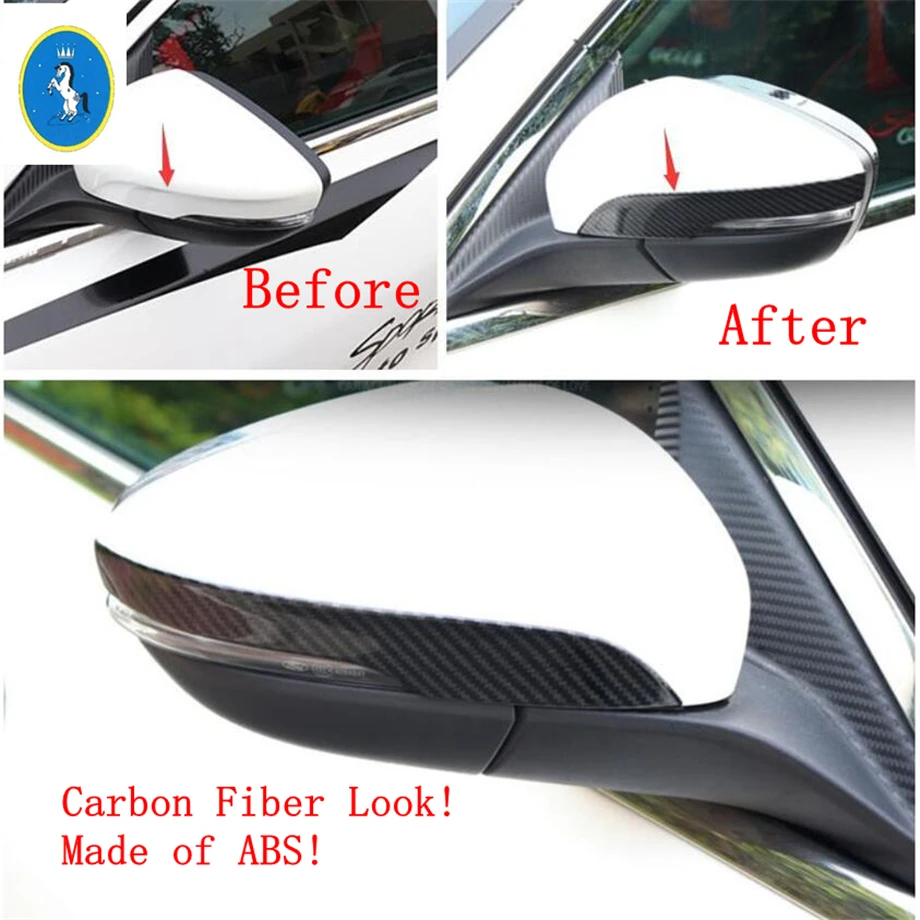 

Yimaautotrims Auto Accessory Rearview Mirror Strip Streamer Cover Trim Fit For Ford Focus 2019 2020 Chrome / Carbon Fiber Look