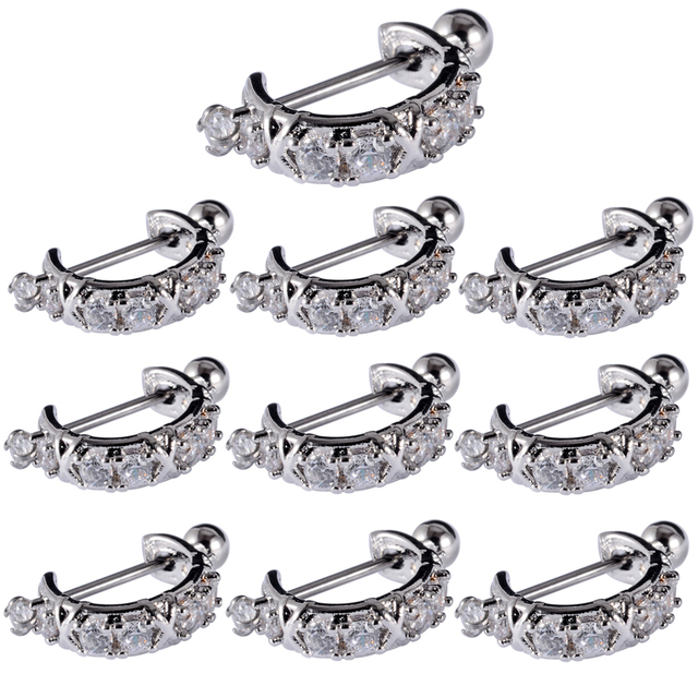 Surgical Steel Barbell CZ Gem Hoop Ear Tragus Cartilage Helix Earrings Ear Studs Ear Cuff Rook Woman Lobe Piercing Jewelry