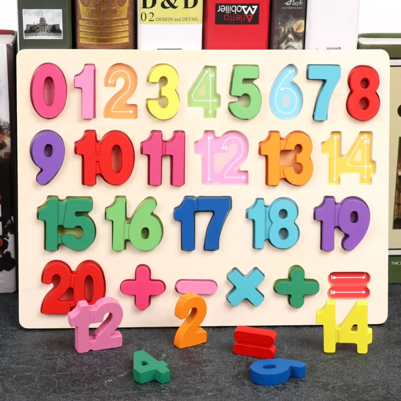 Puzzle de madeira 3D Alfabeto Número para