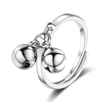 

Double Bell Open Finger Ring 925 Sterling Silver Adjustable Ring For Women Minimalist Accessories Jewelry