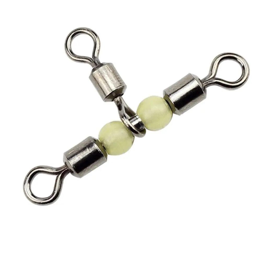 

Copper Triple Swivel With Luminous Beads Solid Ring Crossline Connector Trigeminal Swivel Fishing Tackle Fish Accessory