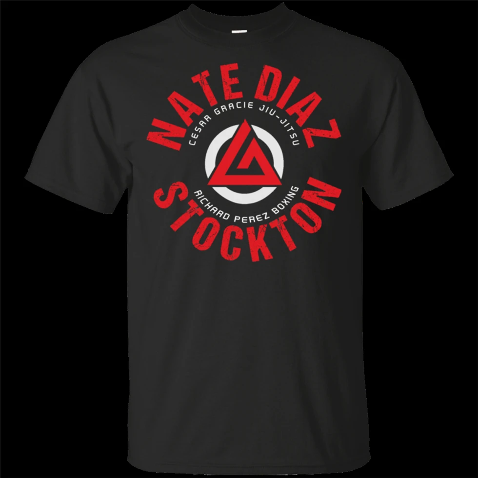 Black Nate Diaz T-Shirt Cesaa Gaacie Jiu-Jitsu Stockton Vintage 100% Cotton