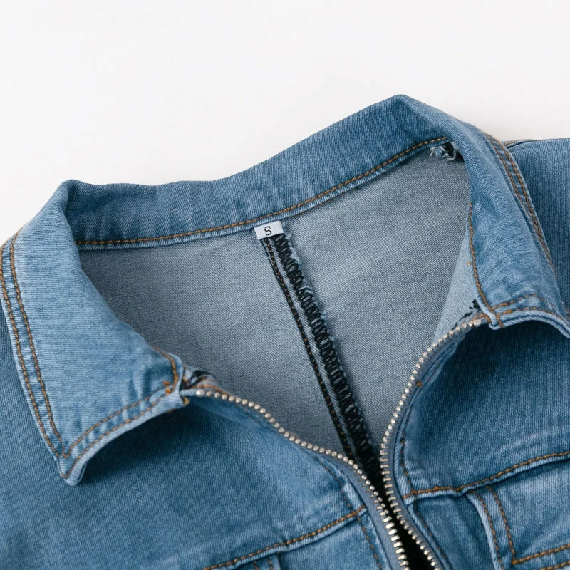 Mossha/джинсовый комбинезон на молнии с карманами, сексуальный женский комбинезон с глубоким v-образным вырезом, короткий рукав, костюм на