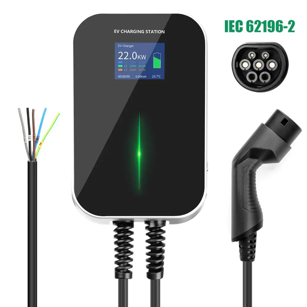 32A 3 фазы EVSE Wallbox EV Зарядное устройство станция зарядки электромобилей Тип 2