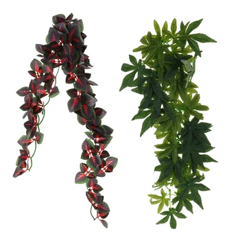 

2pcs Realistic Jungle Plant Decor Reptile Lizard Frogs Snakes Pet Reptile Supplies