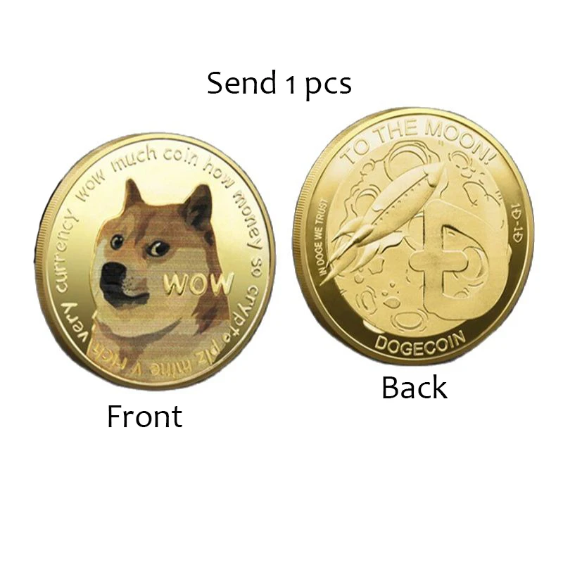 2pcs Dogecoin Coins Dogecoin to The Moon Dogecoin， Collectible Coin with Protective Case Gold Dogecoin Commemorative and Silver Dogecoin