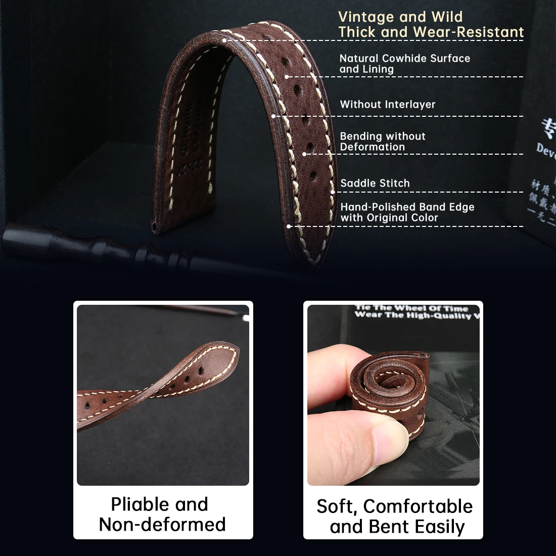 MAIKES Watch Strap - Premium Handmade Genuine Leather Watchbands