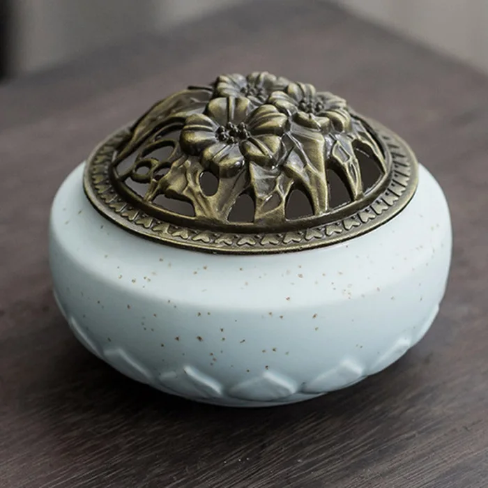 Lovely Vintage Ceramic Censer Smoking Flow Incense Holder Gift Decoration for Home Office Room XH8Z